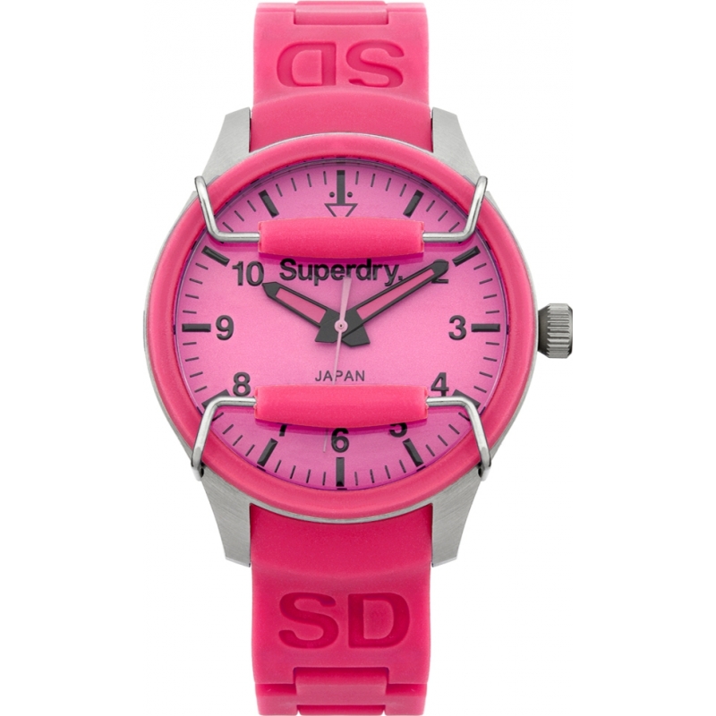 Superdry Ladies Scuba Pink Silicone Strap Watch