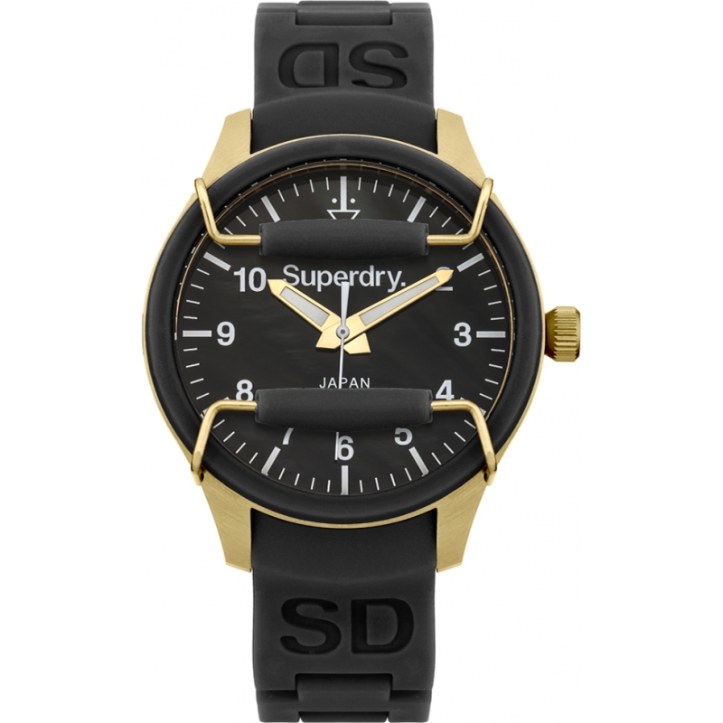 Superdry Ladies Scuba Pearl Black Silicone Strap Watch