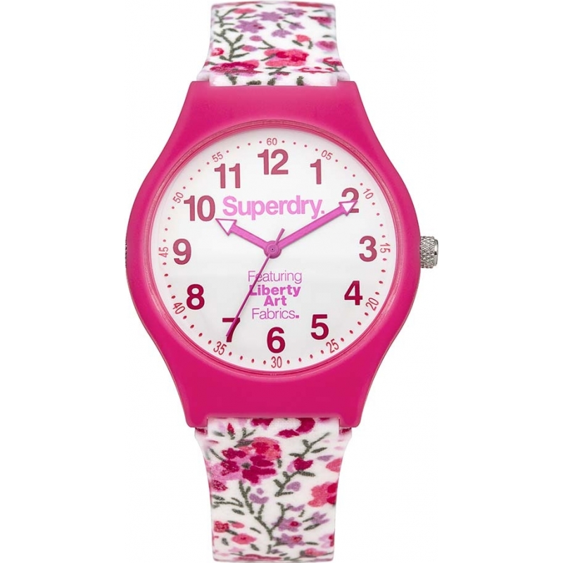 Superdry Urban Liberty Pink Floral Silicone Strap Watch