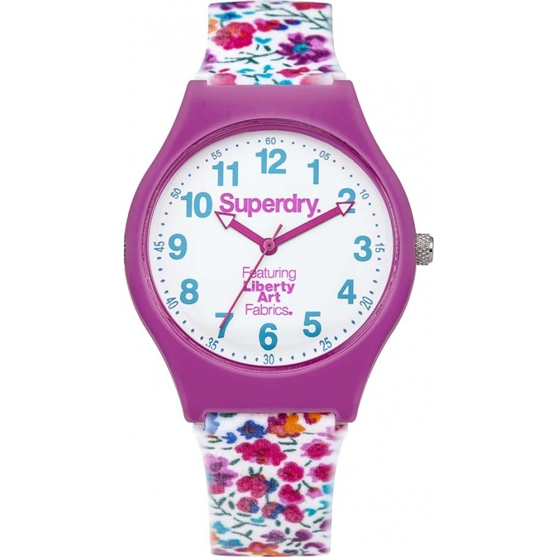 Superdry Urban Liberty Purple Floral Silicone Strap Watch