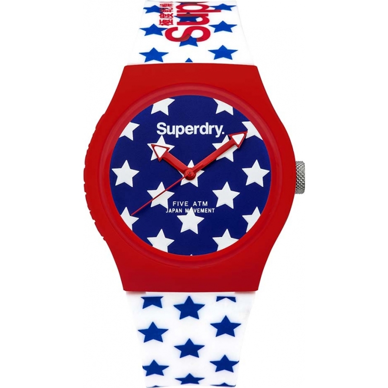 Superdry Ladies Urban Star Printed White Silicone Strap Watch