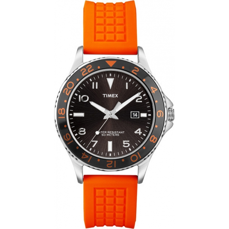 Timex Mens Black Orange 3 Hand Sport Watch