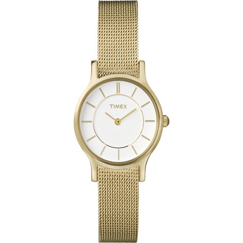 Timex Ladies White Gold Premium Slim Watch