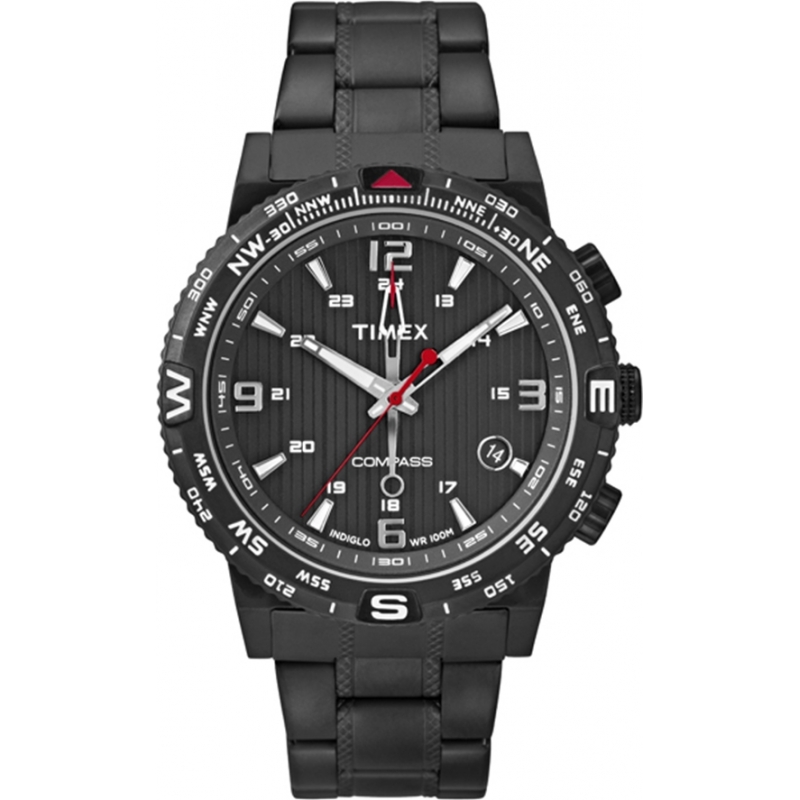 Timex Intelligent Quartz Mens Compass Black Steel Bracelet Watch