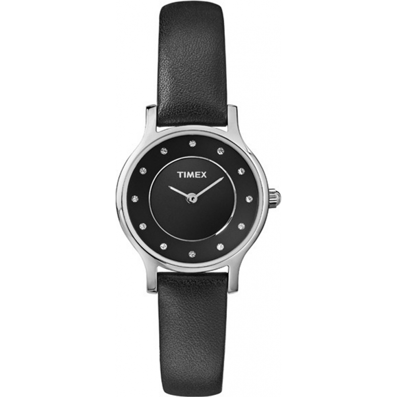 Timex Ladies Classic Black Leather Strap Watch