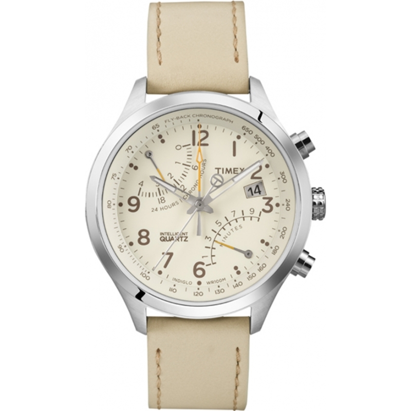Timex Intelligent Quartz Mens Natural Cream Fly-Back Chronograph Watch