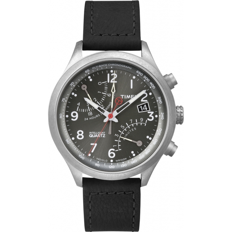 Timex Intelligent Quartz Mens Black Fly-Back Chronograph Watch