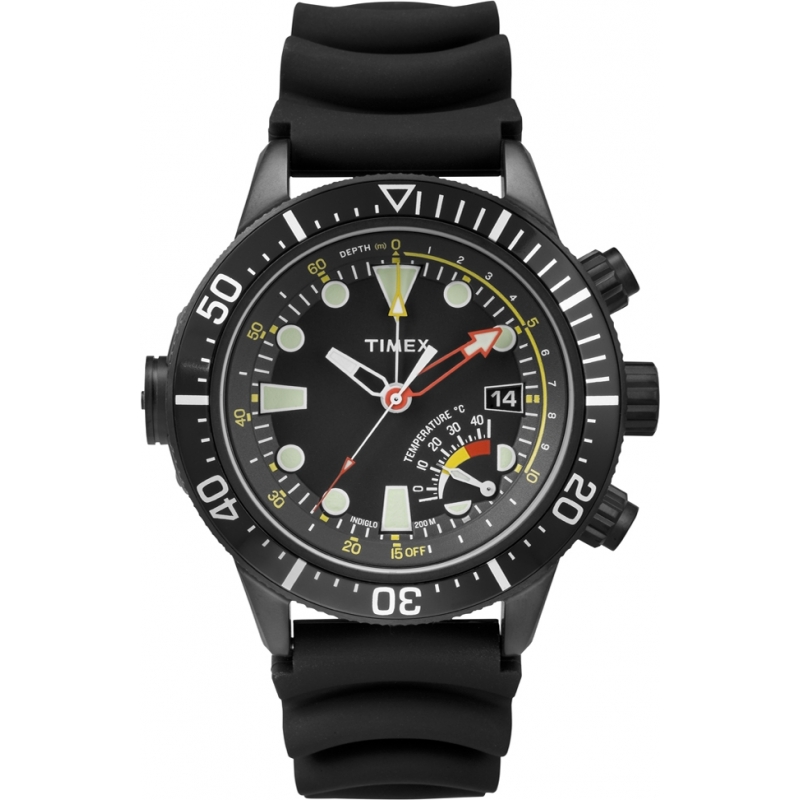 Timex Intelligent Quartz Mens Depth Guage Thermometer Black Watch