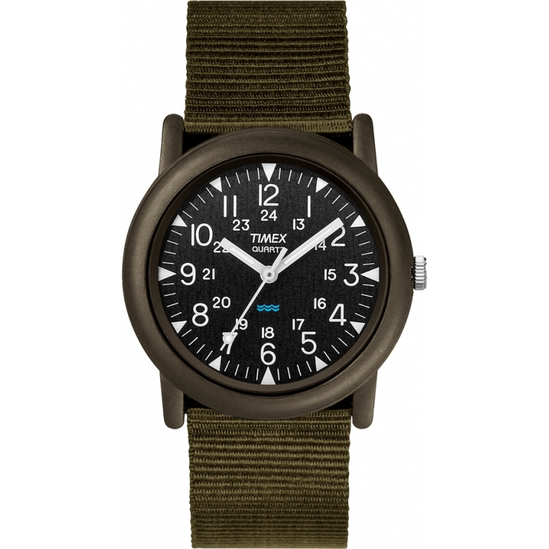 Timex Mens Black Green Camper Expedition Watch