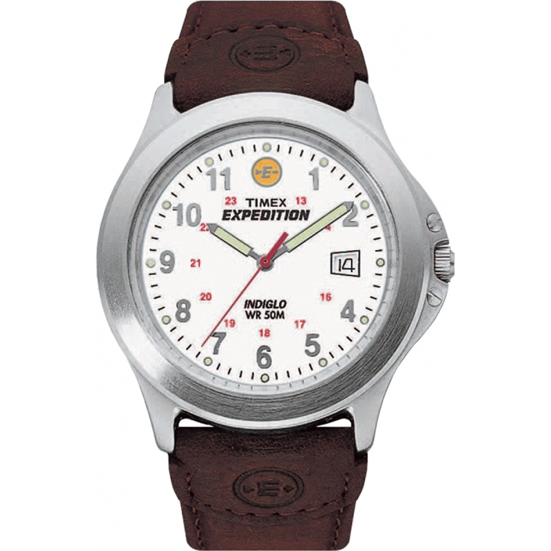 Timex Mens White Brown Expedition Metal Field Watch