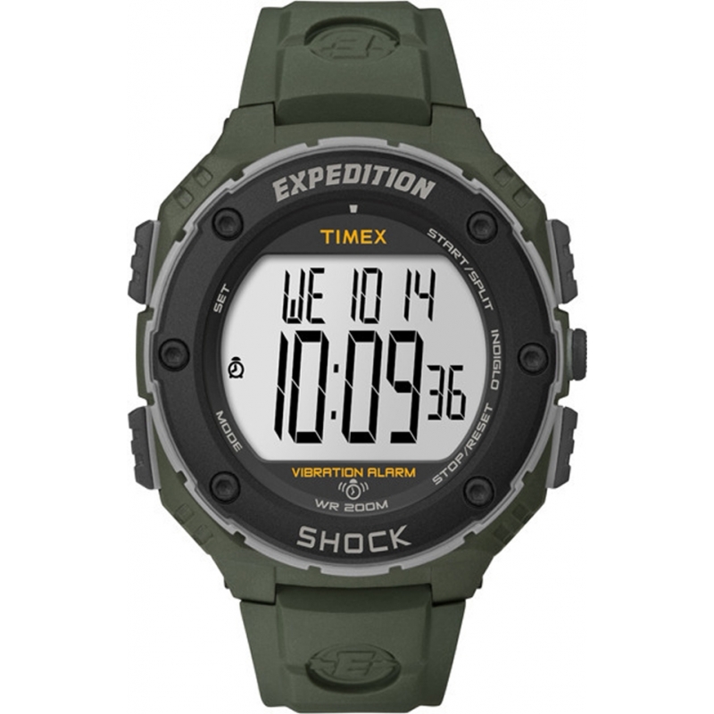 Timex Mens Green Expedition Shock XL Vibrating Alarm Watch