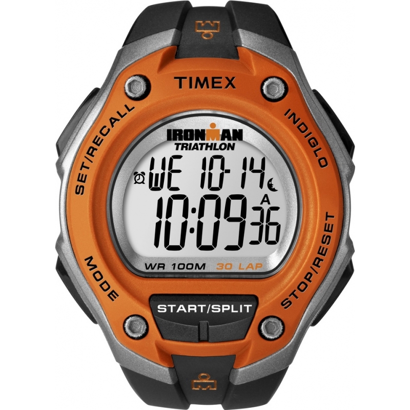 Timex Mens Orange Black Ironman 30 Lap Oversize Sport Watch