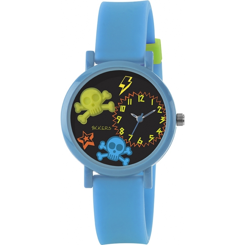 Tikkers Boys 3D Light Blue Skull Watch