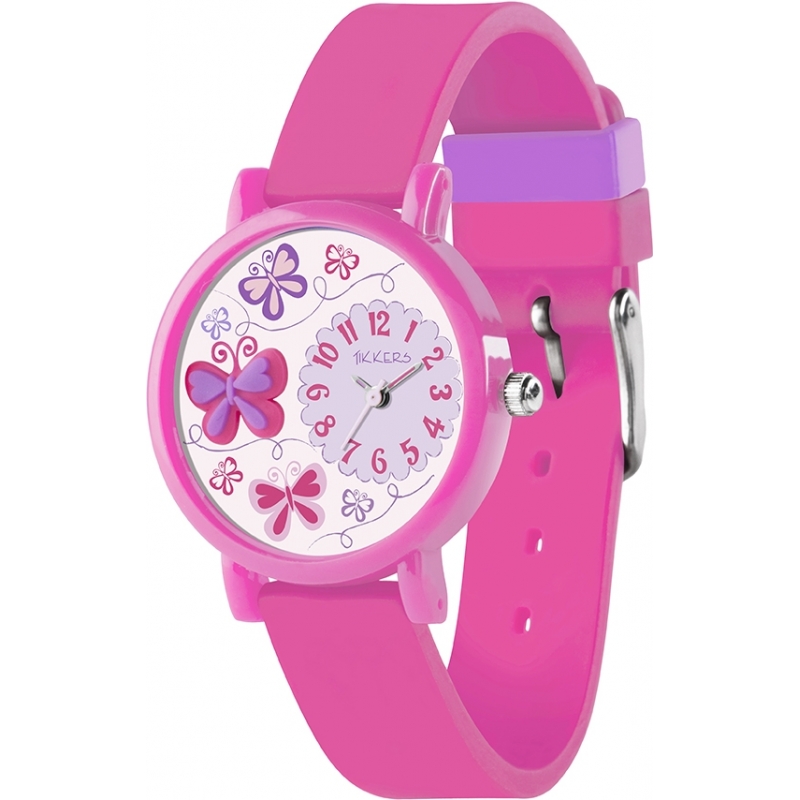 Tikkers Girls 3D Pink Butterfly Watch
