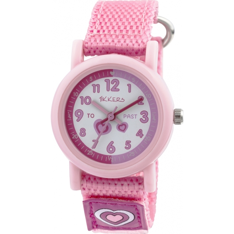 Tikkers Girls Pink Nylon Strap Watch