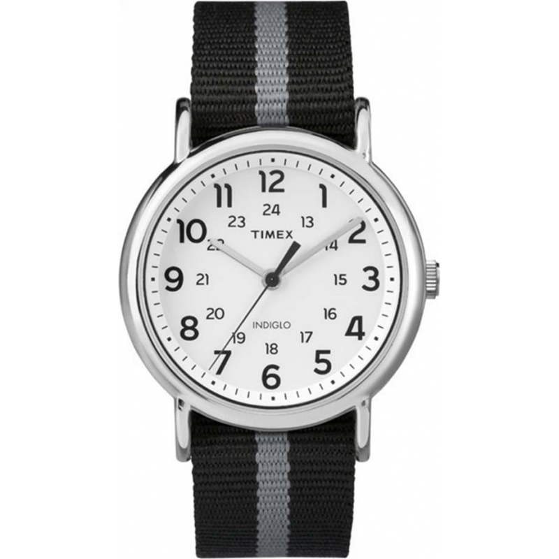 Timex Originals Weekender Slip Thru Black and Grey Stripe Reversible Strap Watch
