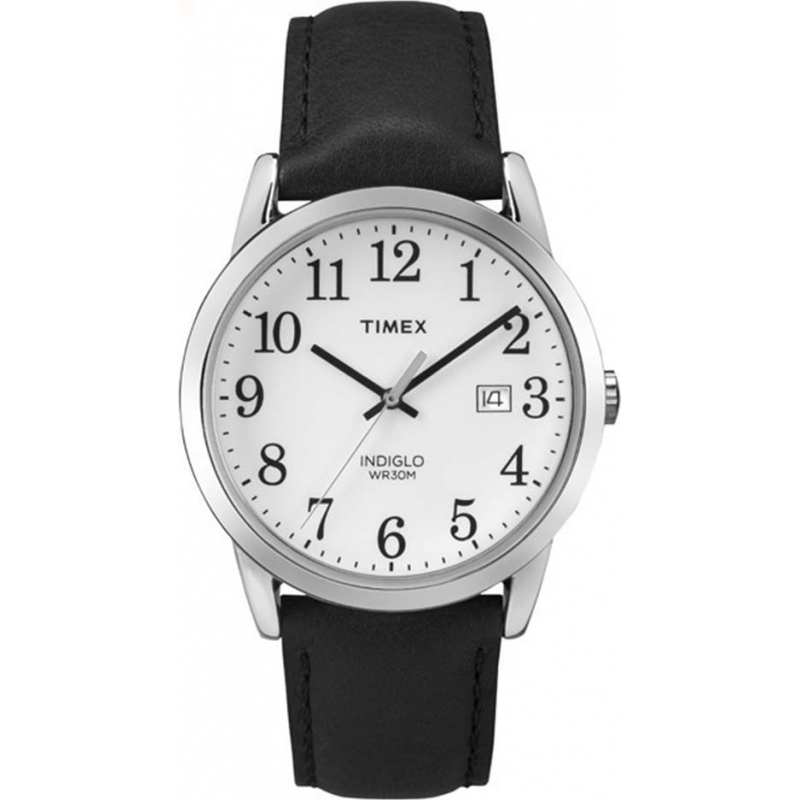 Timex Mens Easy Reader Black Leather Strap Watch