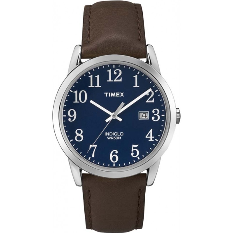 Timex Mens Easy Reader Blue Brown Watch