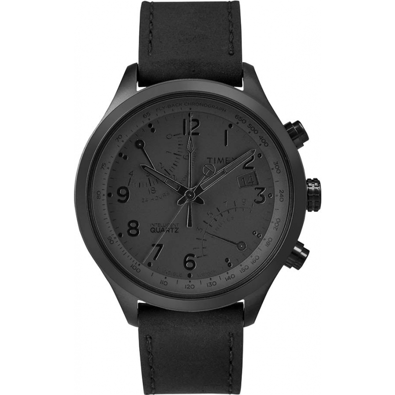 Timex Intelligent Quartz Mens Black Fly-Back Chronograph Watch