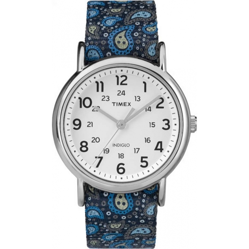 Timex Originals Ladies Weekender Slip Thru Blue Paisley Reversible Strap Watch