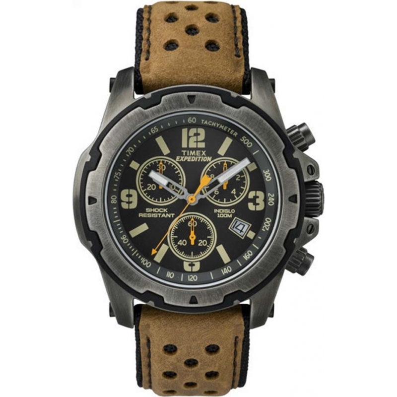 Timex Mens Expedition Analog Shock Brown Chrono Watch