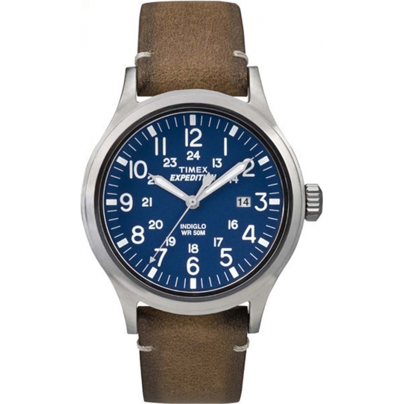Timex Mens Expedition Analog Elevated Tan Leather Strap Watch