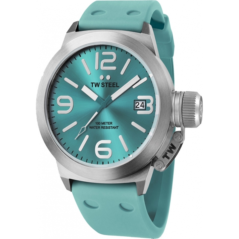 TW Steel Canteen Fashion Turquoise Silicon Strap Watch