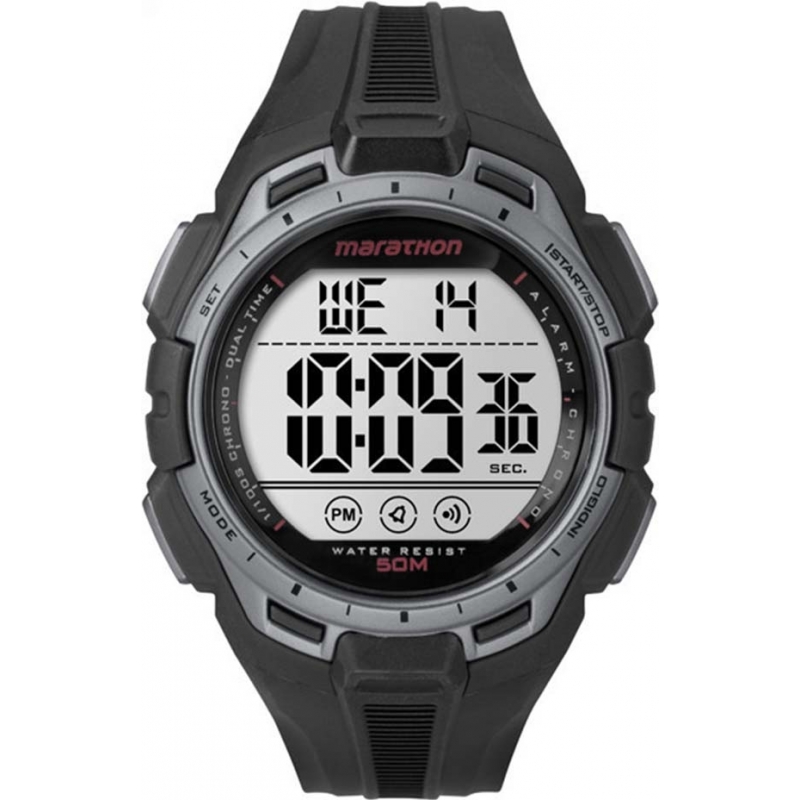 Timex Digital Full Marathon Black and Silver Chrono Watch