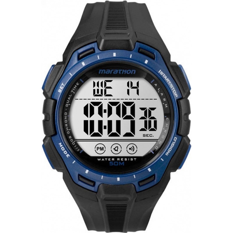 Timex Digital Full Marathon Black and Blue Chrono Watch