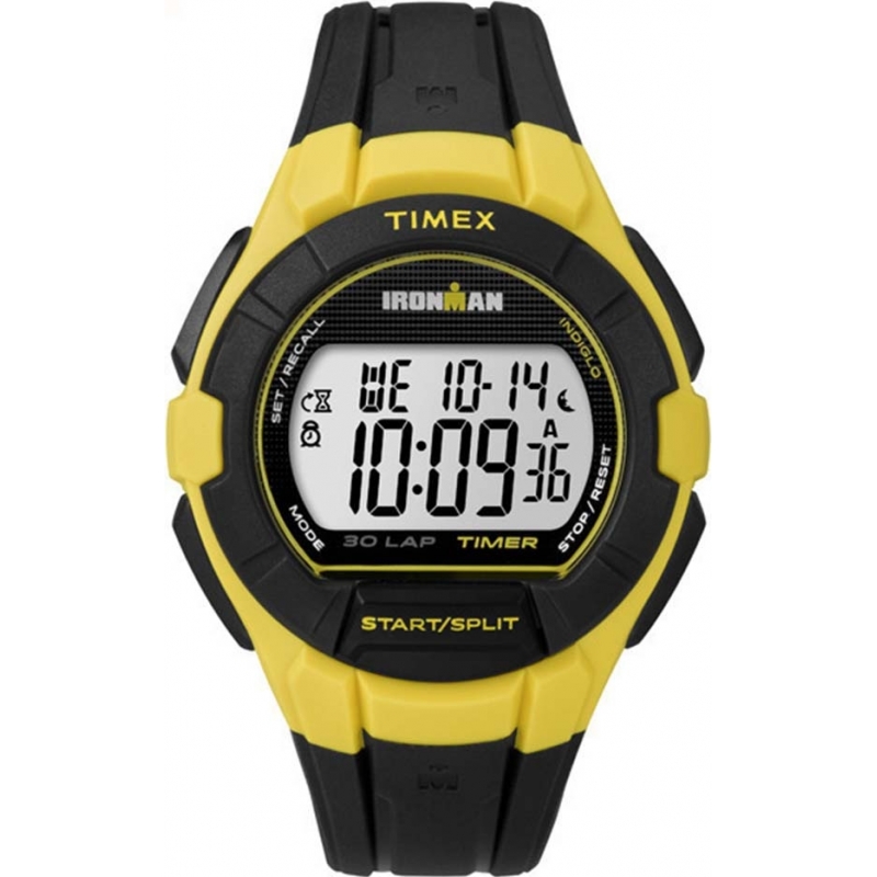 Timex Ironman 30-Lap Full Size Black and Yellow Resin Strap Watch