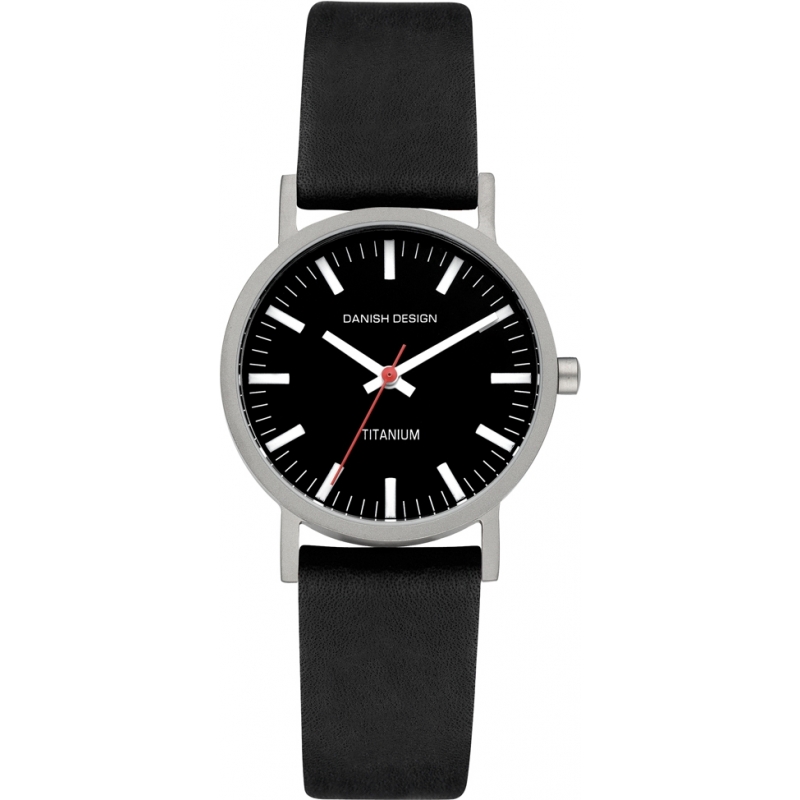 Danish Design Ladies Black Leather Strap Watch