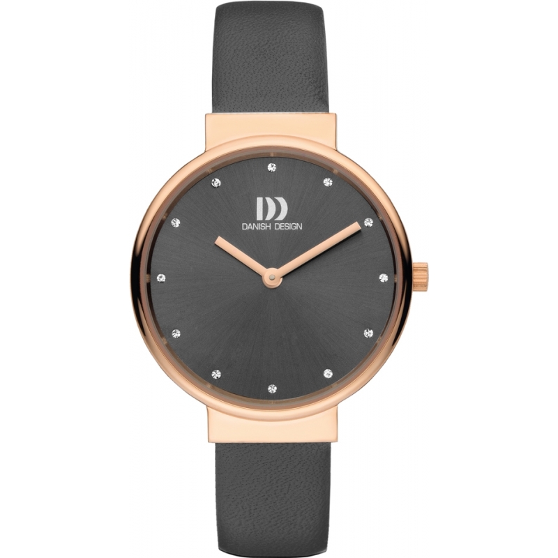 Danish Design Ladies Grey Leather Strap Watch