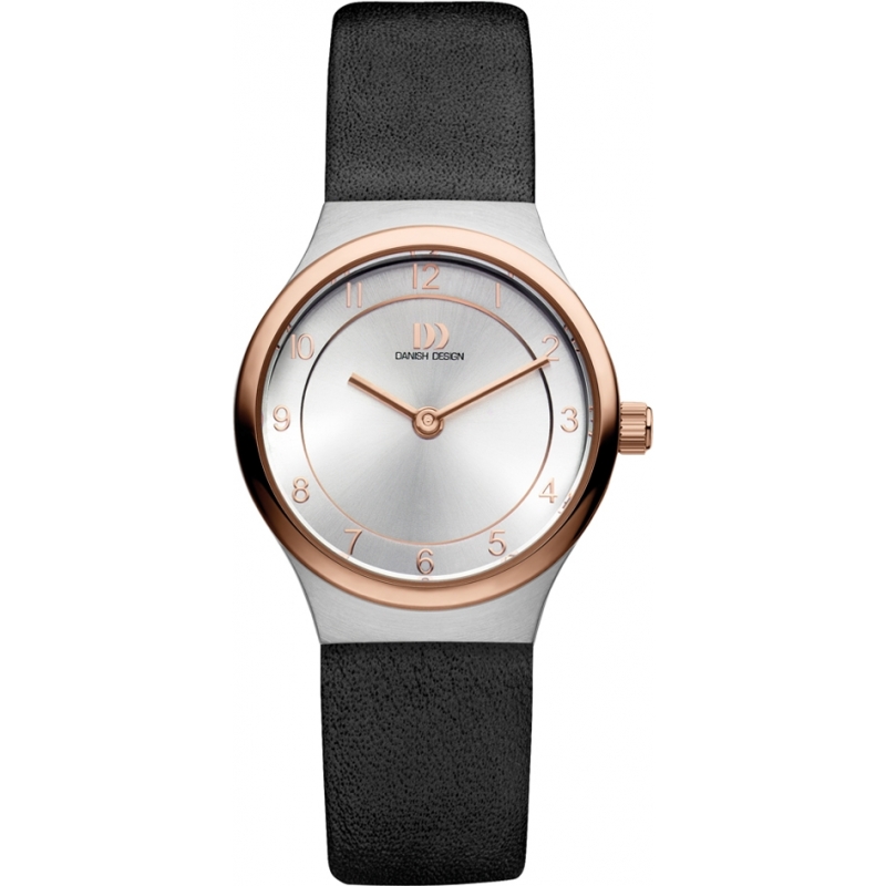 Danish Design Ladies Black Leather Strap Watch