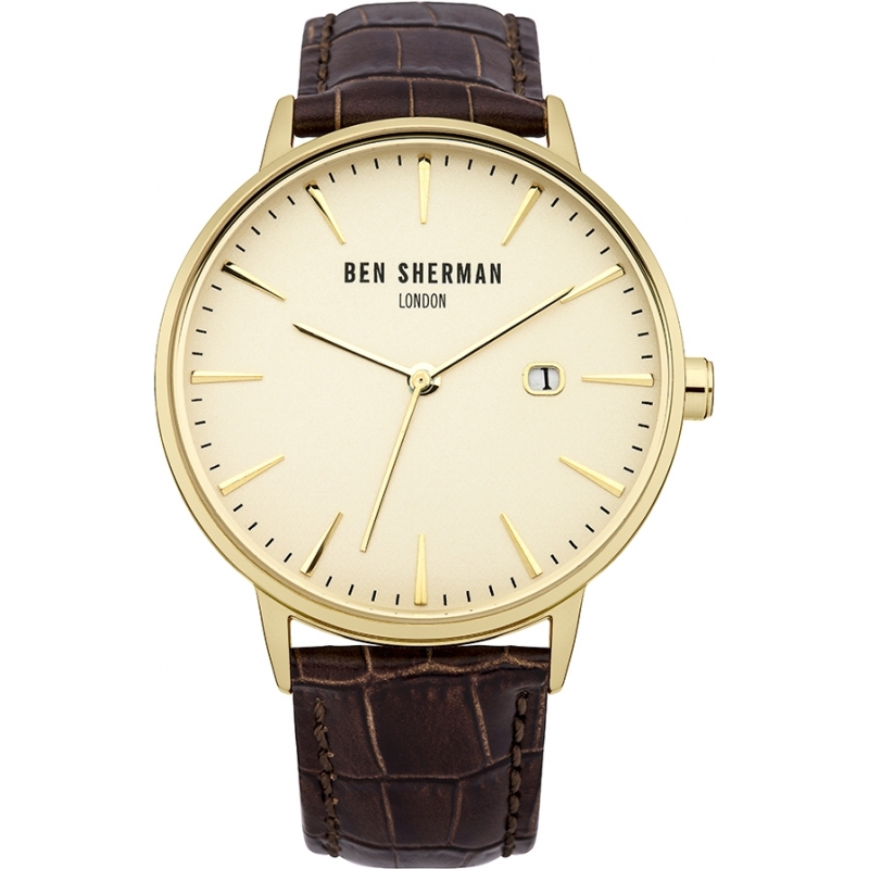 Ben Sherman Mens Cream and Brown Leather Strap Watch