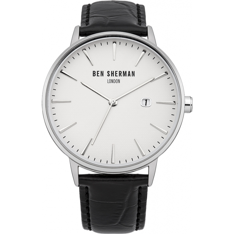 Ben Sherman Mens White and Black Leather Strap Watch