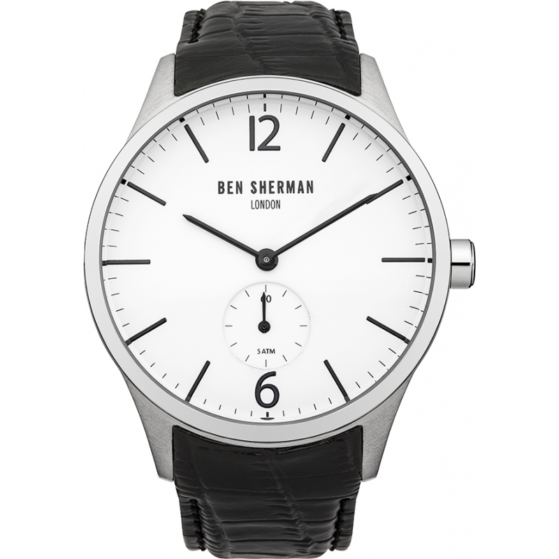 Ben Sherman Mens White and Black Leather Strap Watch