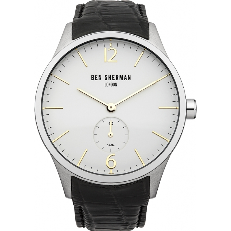 Ben Sherman Mens White and Black Leather Strap Watch