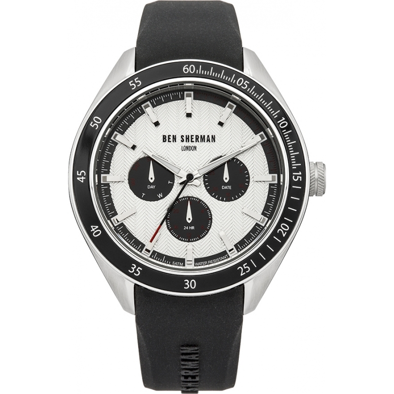 Ben Sherman Mens White and Black Silicone Strap Watch