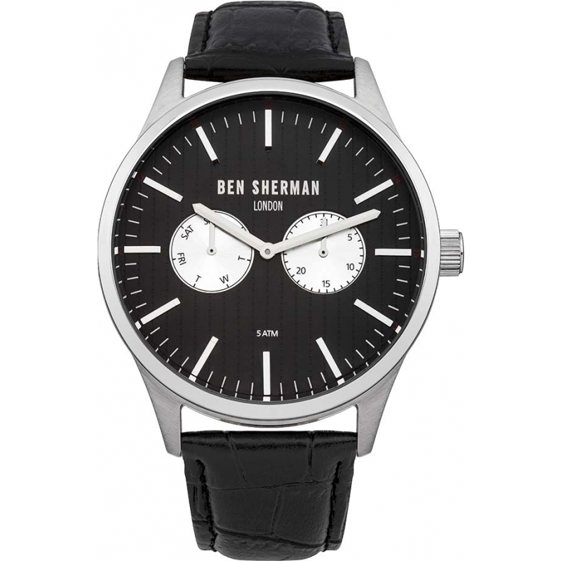 Ben Sherman Mens Spitalfields Social All Black Leather Strap Watch