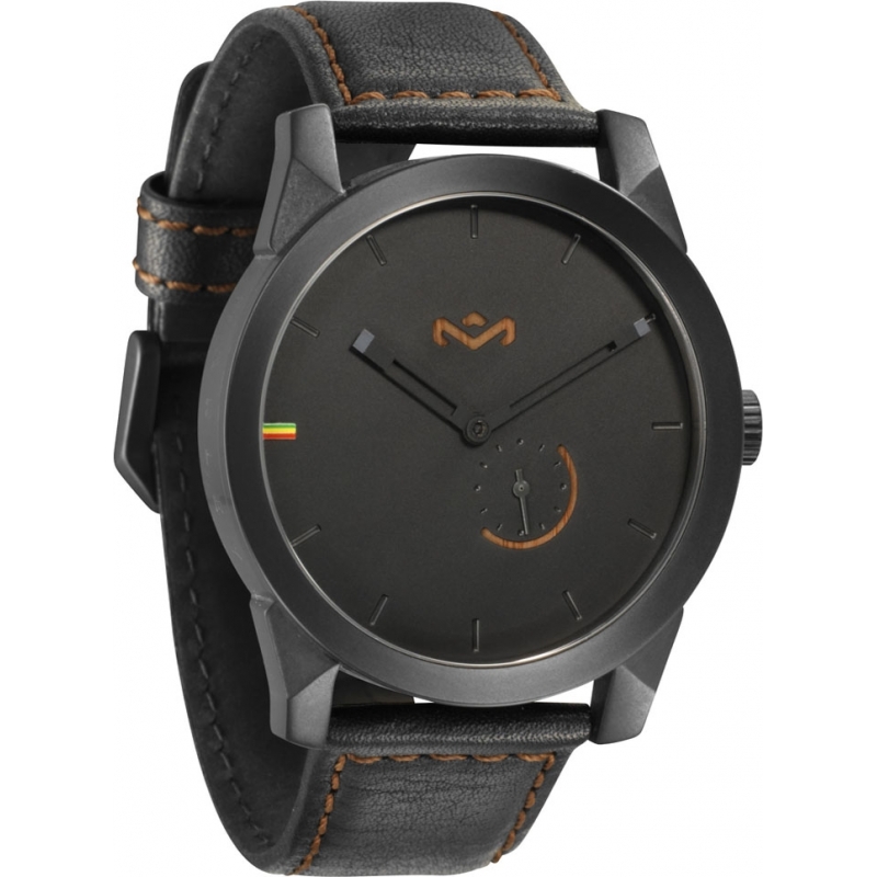 House of Marley Mens Auto Billet Leather Midnight Watch