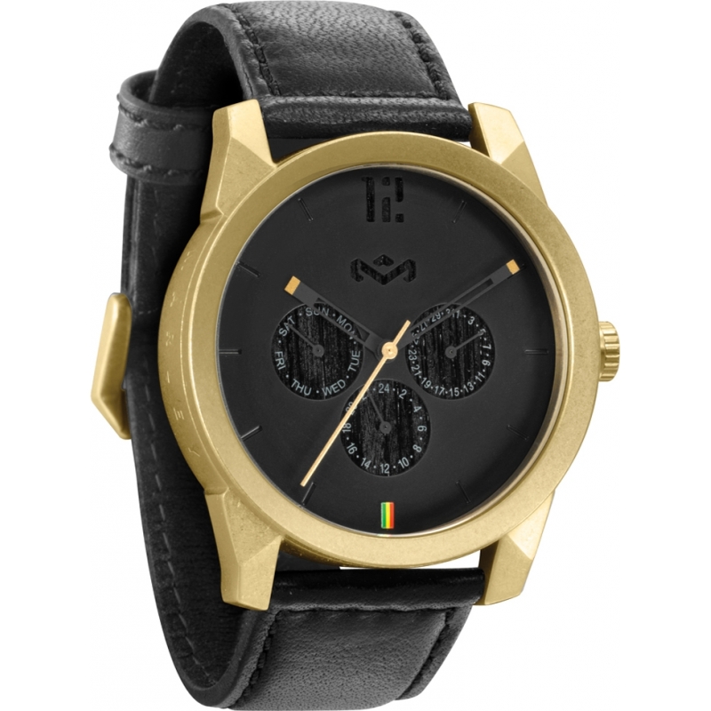 House of Marley Mens Billet Black Leather Grand Watch