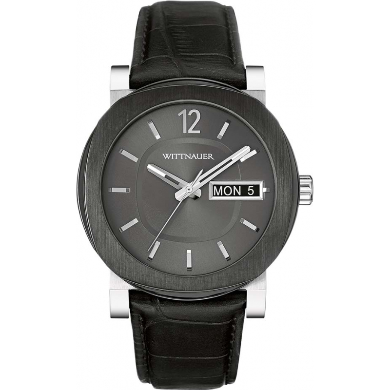 Wittnauer Mens Aiden Black Leather Strap Watch