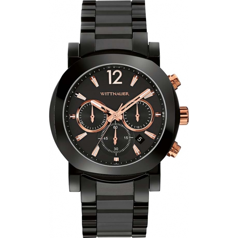 Wittnauer Mens Aiden Black IP Chronograph Watch