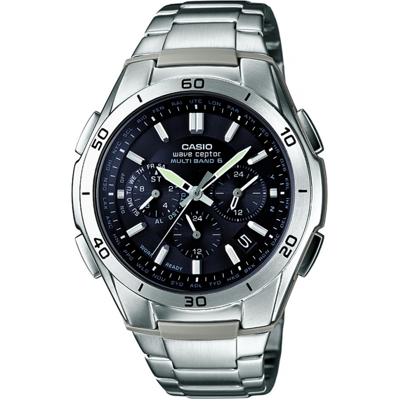Casio Mens Wave Ceptor Silver Chronograph Watch