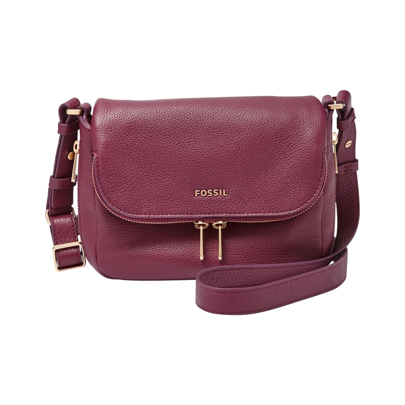 Fossil Ladies Preston Small Maroon Flap Bag