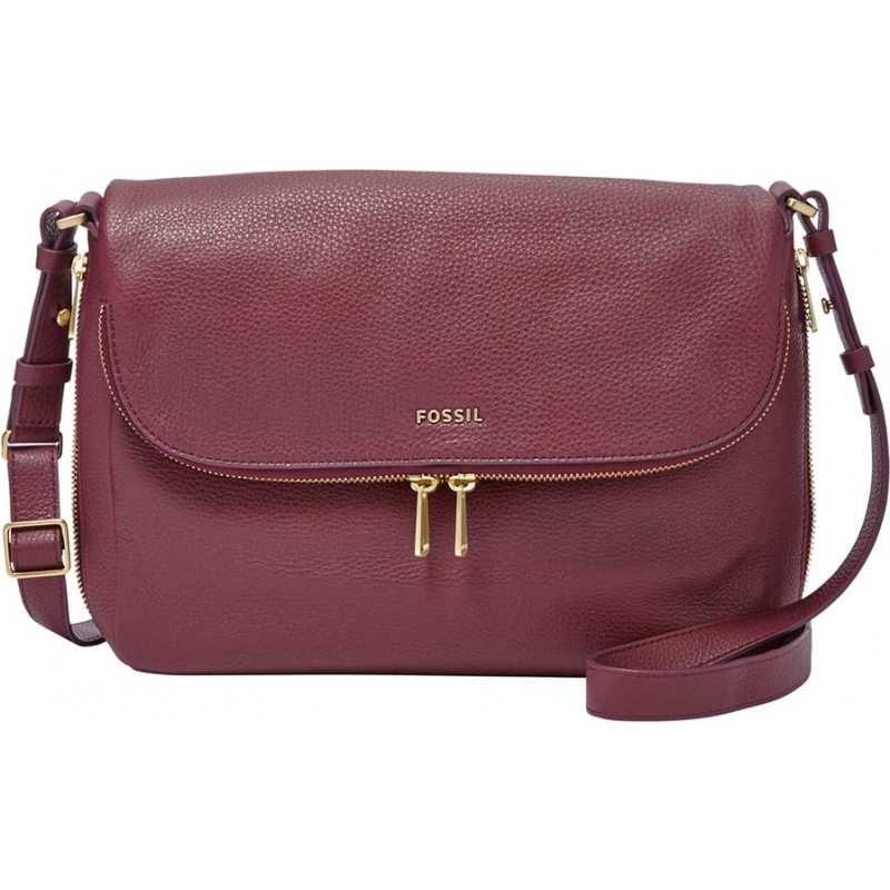 Fossil Ladies Preston Maroon Flap Bag