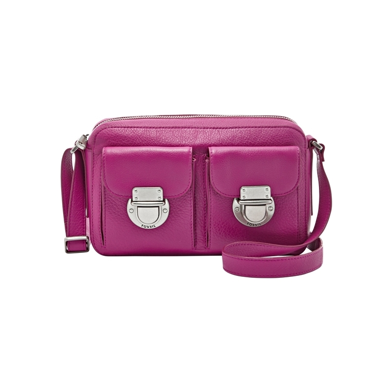 Fossil Ladies Riley Fuchsia Top Zip Cross Body Bag