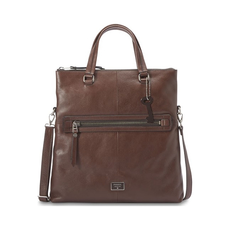 Fossil Ladies Dawson Espresso Fold Over Tote Bag